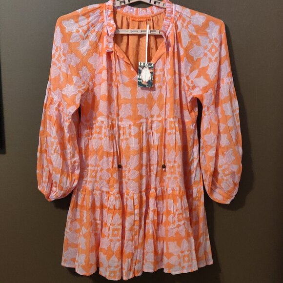 Tuckernuck Oliphant Tigerlily Orange Balloon Sleeve Dress XL NEW WITH TAGS - Picture 5 of 10